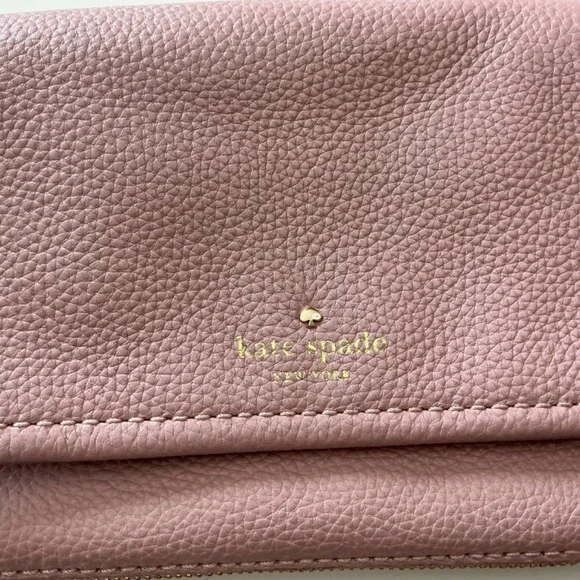 Kate Spade pink gold leather  shoulder bag.purse classic striped interior - Picture 4 of 11